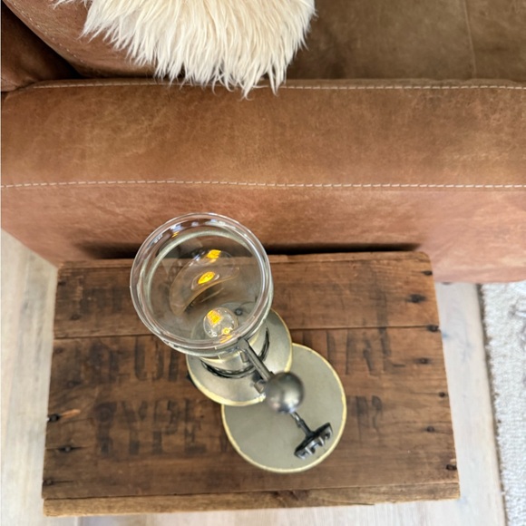 Handmade Artisan Architectural Metal Battery Operated Table Lamp - Picture 6 of 15